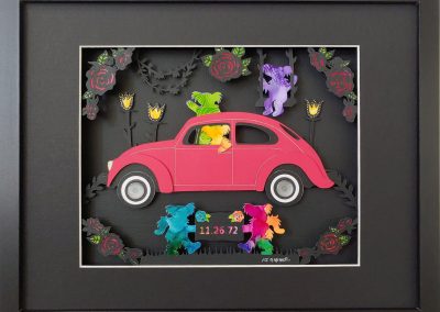 3D Papercut Art: VW with Grateful Dead Bears